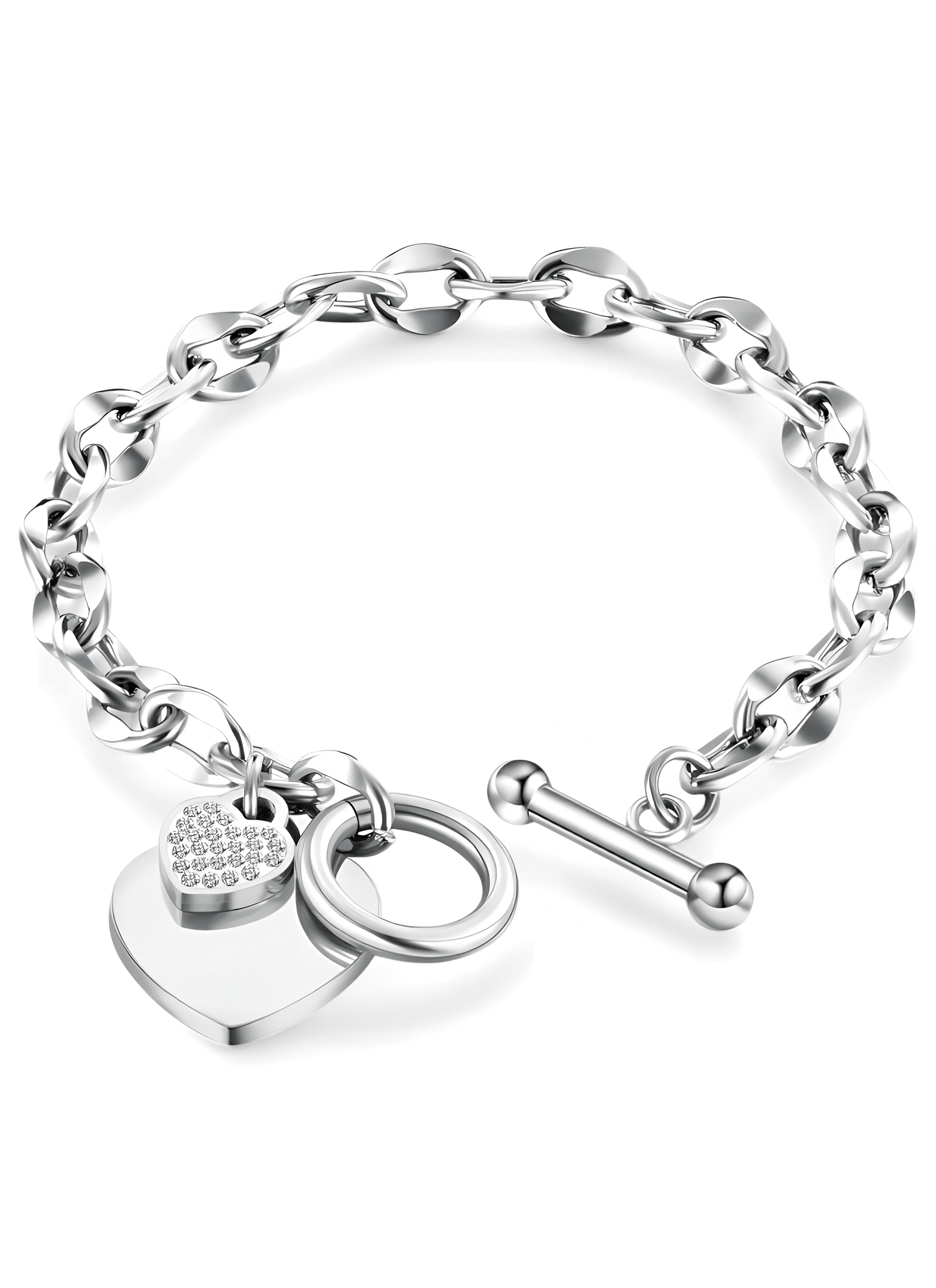 Gold Plated Heart Pendant Bracelet - Diva Dash