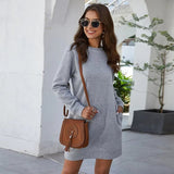 Apricot Long Sleeve Women's Sweatshirt Dress - Diva Dash