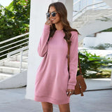 Apricot Long Sleeve Women's Sweatshirt Dress - Diva Dash