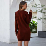 Apricot Long Sleeve Women's Sweatshirt Dress - Diva Dash