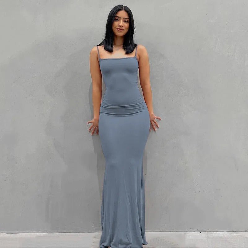 Satin Slip Sleeveless Backless Maxi Dress - Diva Dash