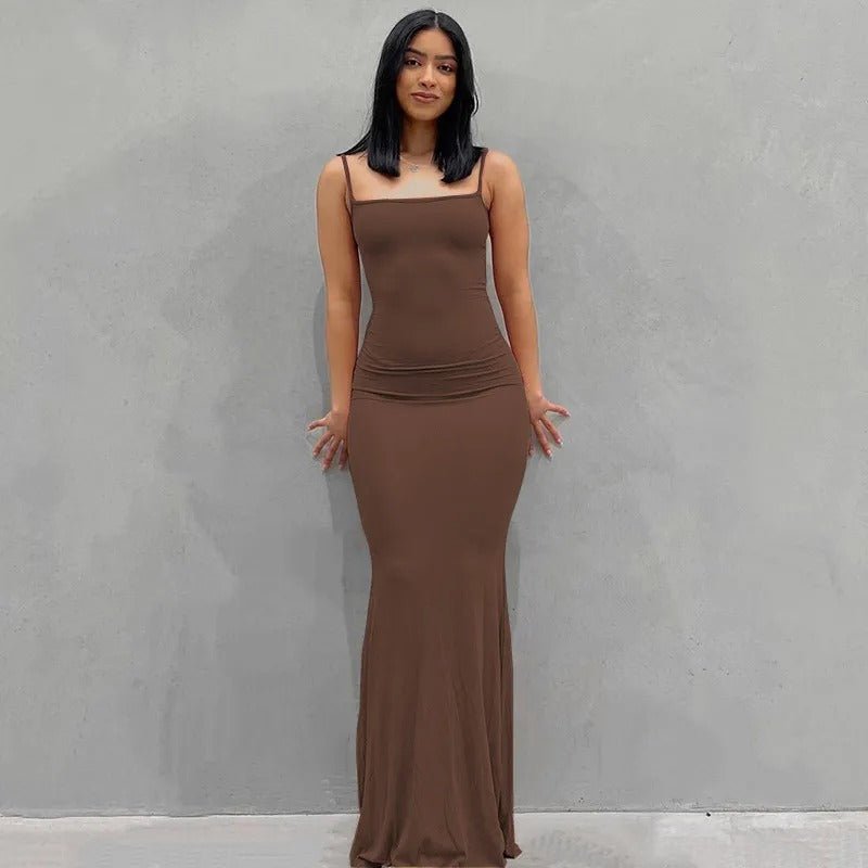 Satin Slip Sleeveless Backless Maxi Dress - Diva Dash