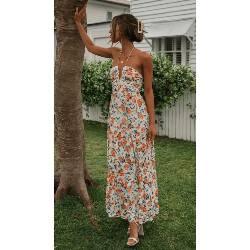 Sultry Summer Florals: V-Neck Maxi Dress - Diva Dash