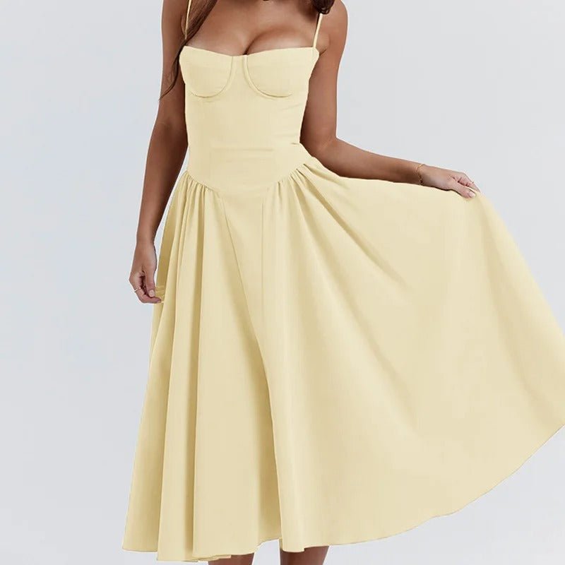 Summer Elegance: Midi Spaghetti Strap Dress - Diva Dash